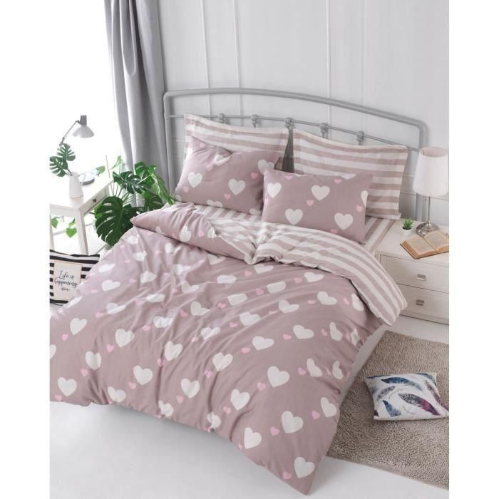 Juego de Cama Funda Nórdica 220x240 cm + 2 Fundas Almohada 60x60 cm Rosa 65% Algodón 35% Poliéster