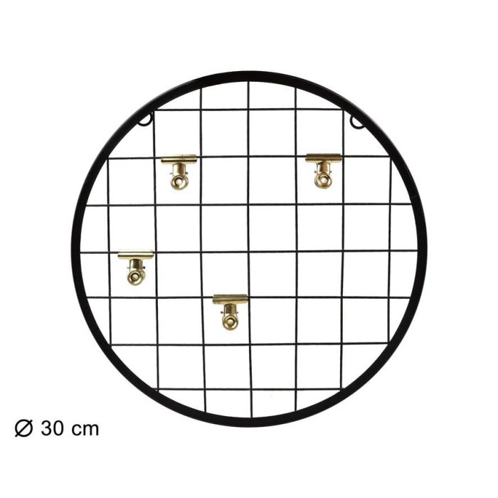 Colgador Circular Negro 4 Pinzas Decoración de Pared Metal 30 cm Diámetro Estilo Industrial 1