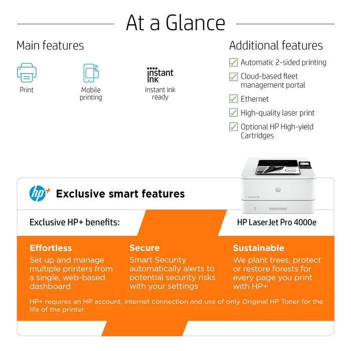 HP 4002dne Impresora Láser LaserJet Pro - Máxima Productividad, Altas Velocidades, Gestión Sencilla, HP+ 4