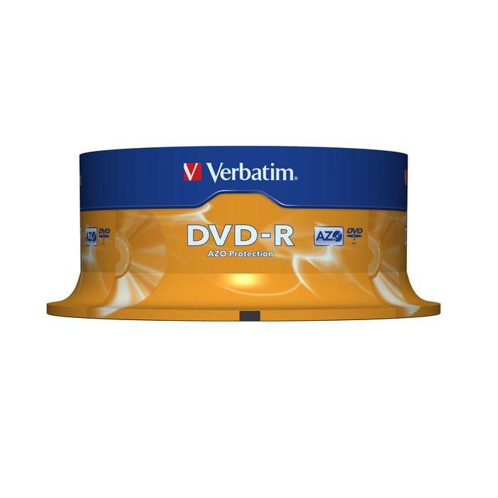 Verbatim DVD-R 4.7GB 16x 120min Pack de 25 unidades con tecnología AZO y HardCoat Scratch Guard 1 Verbatim DVD-R 4.7GB 16x 120min Pack de 25 unidades con tecnología AZO y HardCoat Scratch Guard 1