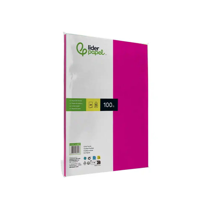 Liderpapel Papel Color A4 80gr Fucsia Paquete de 100 Hojas 3
