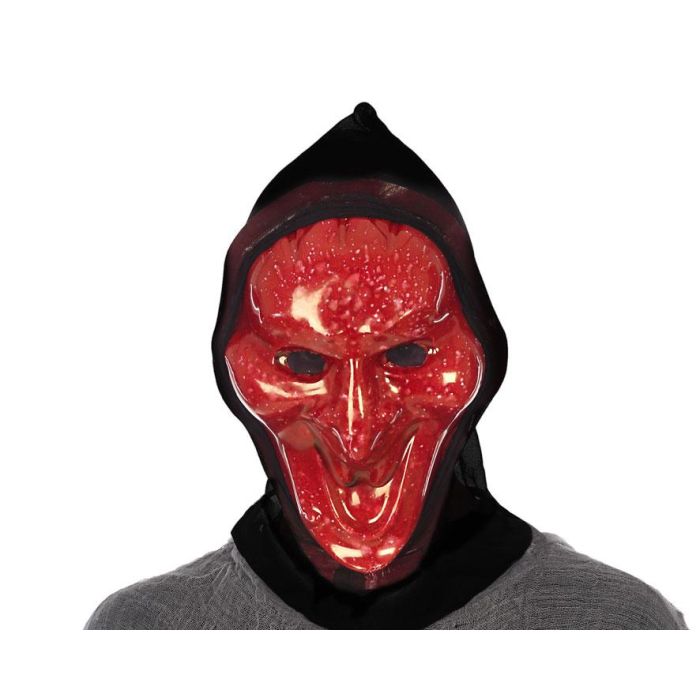 Máscara Roja Con Capucha Negra De Pvc Para Disfraces De Demonio Halloween Adulto Accesorio