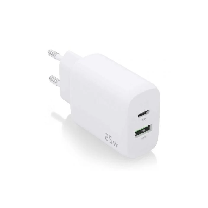 AISENS Cargador USB Pared A110-0758 25W 2 Puertos USB-C y USB-A QC3.0 Blanco para Móviles, Tablets y Portátiles 0 AISENS Cargador USB Pared A110-0758 25W 2 Puertos USB-C y USB-A QC3.0 Blanco para Móviles, Tablets y Portátiles 0