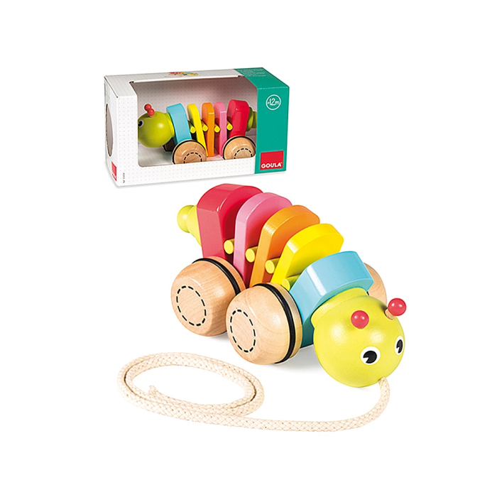 Diset Juego Didáctico de Arrastre Gusanito de Madera para Bebé, Primeros Pasos, Estimula Motricidad y Colores, 10 Meses+ 1