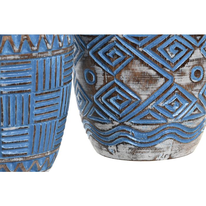 DKD Home Decor Vela Mediterraneo Azul Blanco 15 x 15 x 15 cm (2 Unidades) 2