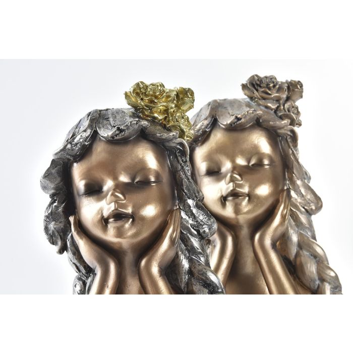 DKD Home Decor Figura Niña Resina Dorado Rojo 14 x 25 x 17 cm (2 Unidades) 1