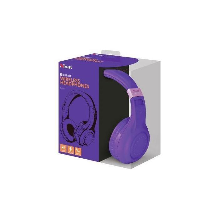 AURICULARES INALÁMBRICOS TRUST DURA NEÓN PURPLE - BLUETOOTH - GRAN CALIDAD SONIDO - FUNCIÓN MANOS LIBRES - PUEDEN USARSE CON CABLE JACK 3.5MM 3 AURICULARES INALÁMBRICOS TRUST DURA NEÓN PURPLE - BLUETOOTH - GRAN CALIDAD SONIDO - FUNCIÓN MANOS LIBRES - PUEDEN USARSE CON CABLE JACK 3.5MM 3