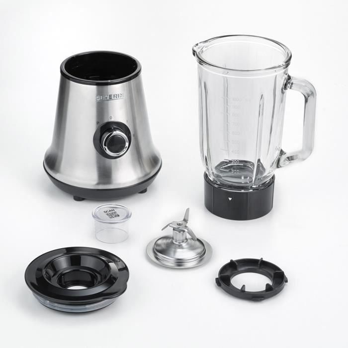 Severin SM3734 Licuadora 500W, 1L Recipiente Vidrio Extraíble, 22.000 rpm, 2 Velocidades + Pulso, Pica Hielo, Acero Inoxidable / Negro 3 Severin SM3734 Licuadora 500W, 1L Recipiente Vidrio Extraíble, 22.000 rpm, 2 Velocidades + Pulso, Pica Hielo, Acero Inoxidable / Negro 3