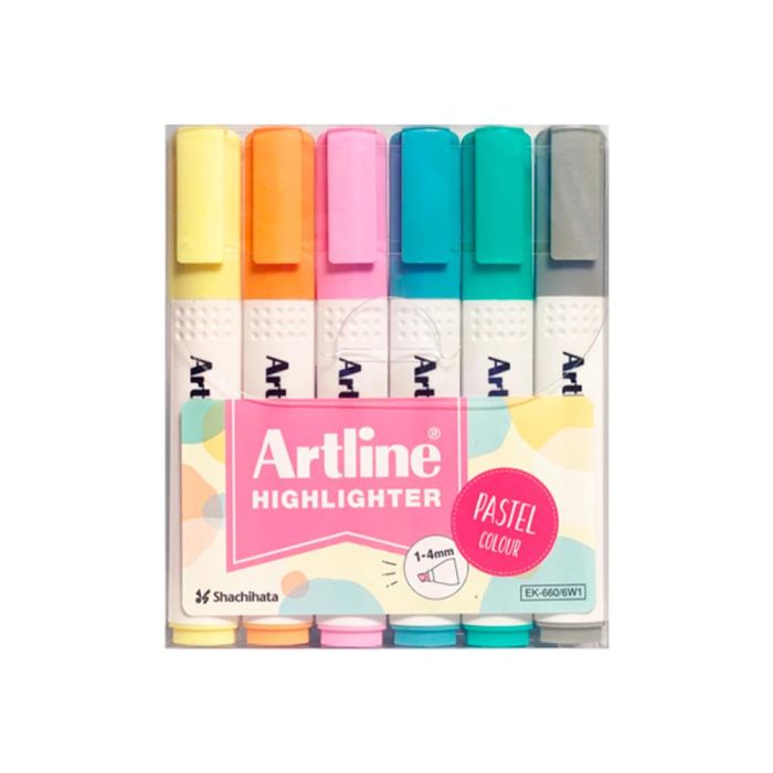 Rotulador Artline Fluorescente Ek-660 Colores Pastel Bolsa De 6 Unidades Colores Surtidos 1