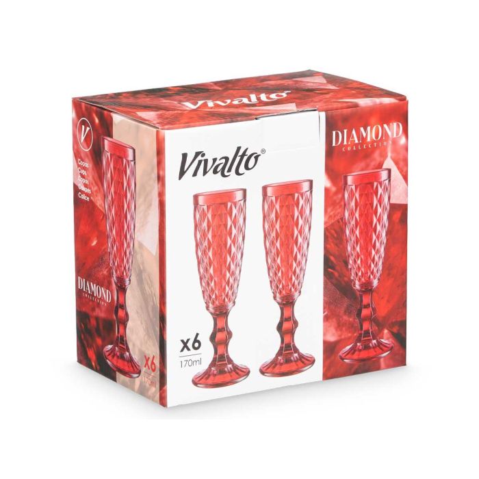 Vivalto Copa Cava Diamante Roja 170 ml 7x20x7 cm (Set de 24) 2