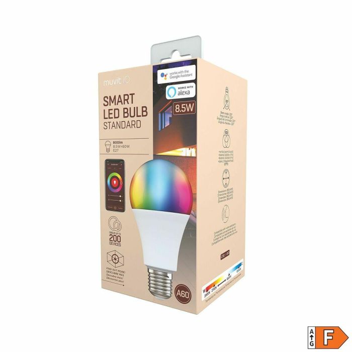 muvit iO bombilla inteligente A60 E27/9W/806lm RGB+Blancos D60*H110 13
