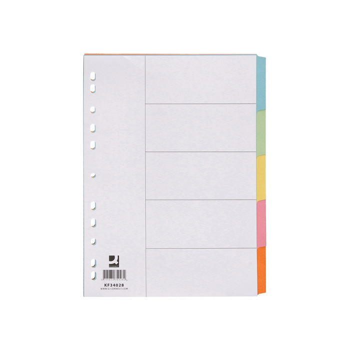 Q-connect Separador Cartulina Juego de 5 Separadores Din A4 Multitaladro 1