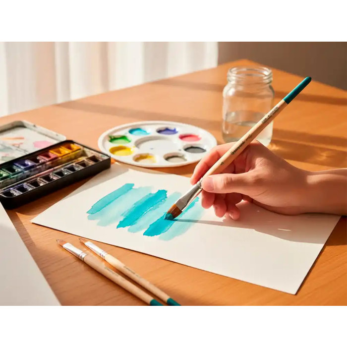 Liderpapel Pincel N 12 Punta Filbert Lengua de Gato Pelo Sintético Certificado para Acrílica, Acuarela y Gouache 4