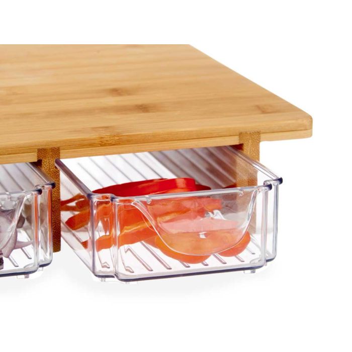 Tabla de Bambú Kinvara 3 Compartimentos 40x28x6 cm - Natural/Transparente (6 Unidades) 3 Tabla de Bambú Kinvara 3 Compartimentos 40x28x6 cm - Natural/Transparente (6 Unidades) 3