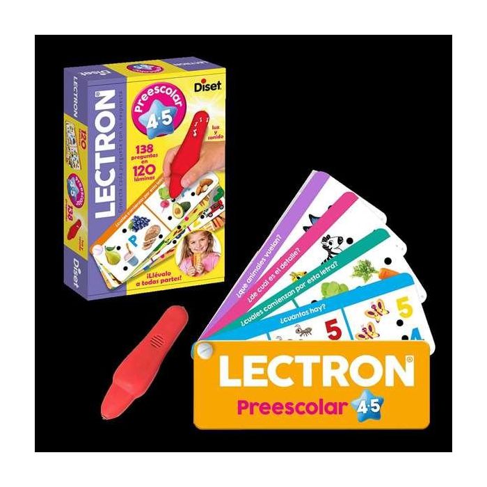 Diset Lectron Lápiz con Luz y Sonidos Prescolar 4-5 Años. 138 Preguntas en 120 Láminas. Juego Educativo Electrónico en Español
