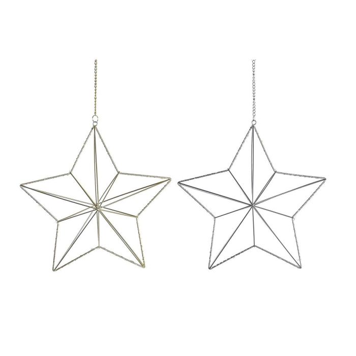 Decoracion Colgante Navidad Moderna DKD Home Decor Dorado Plateado 11 x 30 x 30 cm (2 Unidades) Decoracion Colgante Navidad Moderna DKD Home Decor Dorado Plateado 11 x 30 x 30 cm (2 Unidades)