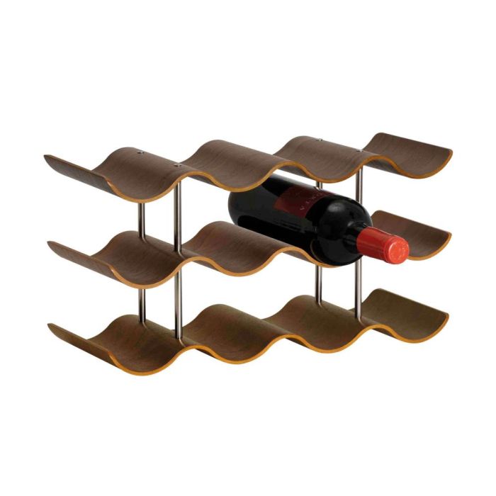 Andrea House Botellero de madera nogal y metal para 12 botellas, 42x16x23 cm 1 Andrea House Botellero de madera nogal y metal para 12 botellas, 42x16x23 cm 1