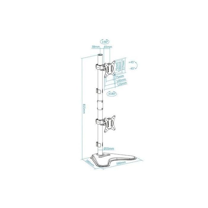 Soporte de Sobremesa para 2 Monitores TooQ DB1703TNV-B/ Giratorio/ Inclinable/ hasta 9kg 3 Soporte de Sobremesa para 2 Monitores TooQ DB1703TNV-B/ Giratorio/ Inclinable/ hasta 9kg 3