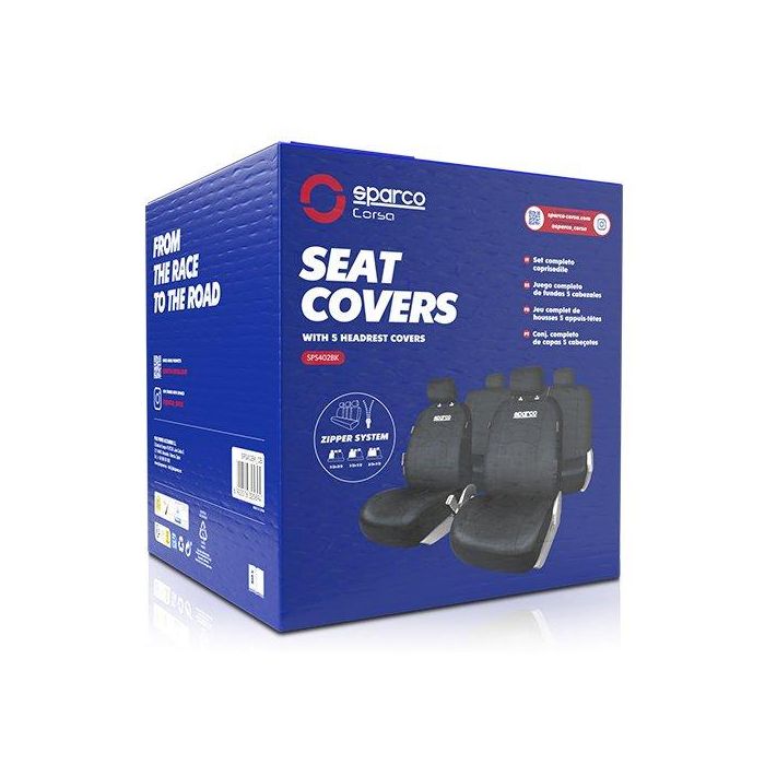 SPCS402BK Juego Completo de Fundas de Asiento Negras, 11 Piezas, Trasera Partida 1/3+2/3, Lavables, 100% Poliéster 1 SPCS402BK Juego Completo de Fundas de Asiento Negras, 11 Piezas, Trasera Partida 1/3+2/3, Lavables, 100% Poliéster 1