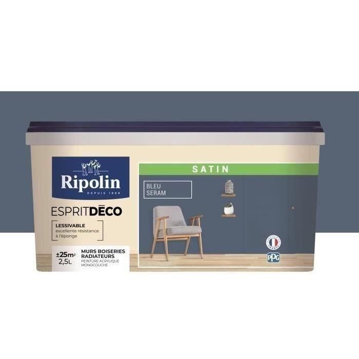 RIPOLIN Pintura de color satinado ultra cubriente para cocina, dormitorio, salón, recibidor, entrada, pasillo - Azul Seram