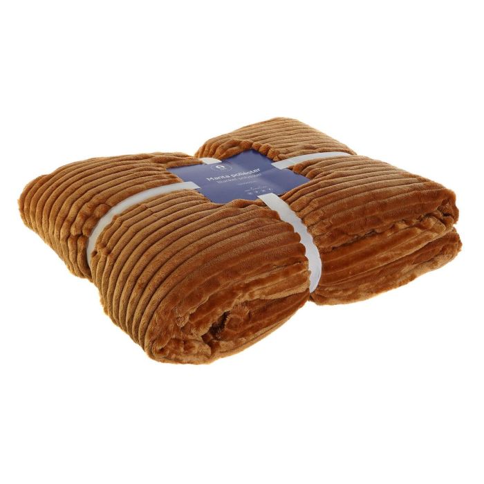 DKD Home Decor Manta Scandi de Poliéster con Borreguito, Color Terracota, 200x150 cm, 260 GSM