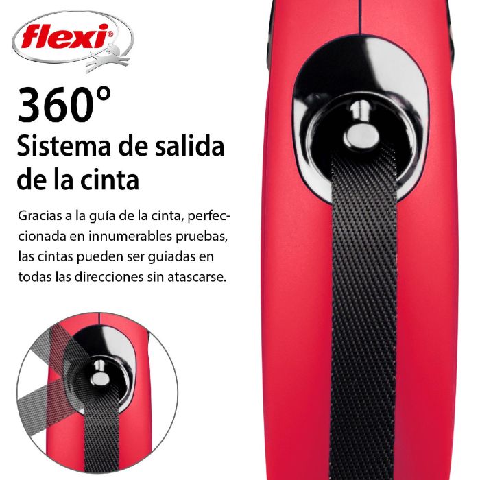 Flexi Correa Retráctil New Classic de Cinta de Nylon 5 Metros, Talla M, Rojo para Perros 2
