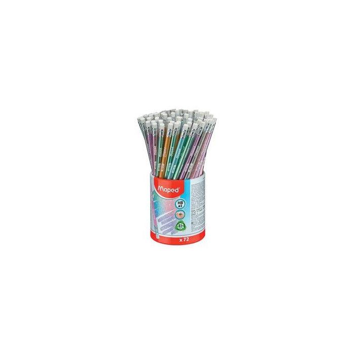 Lapiz De Grafito Maped Deco Glitter Con Goma -2 Hb Bote De 72
