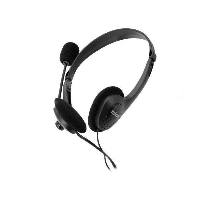 Nilox Auriculares Supraaurales con Micrófono y Control de Volumen, Negro, Cable 1.8m, Conector 3.5mm 1
