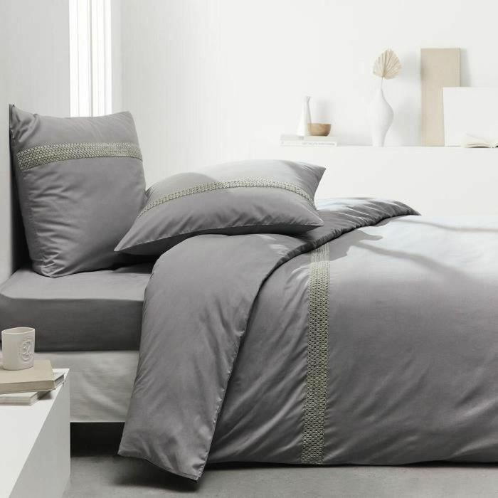 Sábana Bajera Ajustable TODAY Percale Gris claro 140 x 200 cm Gris 2