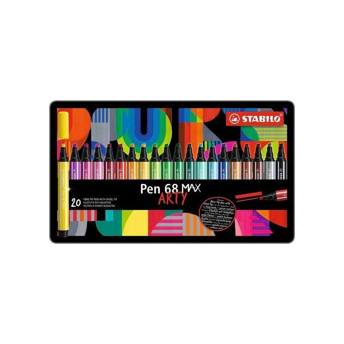 Rotulador Fibra Stabilo Pen 68 Max Arty Line Estuche Metal De 20 (Set de 5)