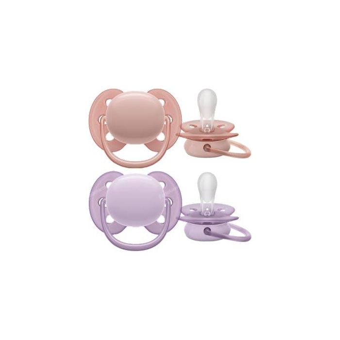 Chupete Ultra Soft 0-6 M Rosa/Lila Niña 2 Uds Scf091/31