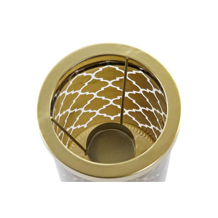 DKD Home Decor Portavela Navidad Moderna Cristal y Metal Dorado 10x10x15 cm 2