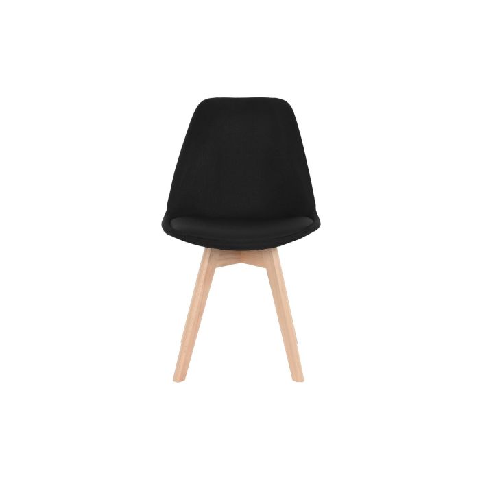 DKD Home Decor Silla Comedor Scandi Negra Acolchada Poliéster y Haya, Asiento 47cm, Desmontable - 83x48x56 cm 3