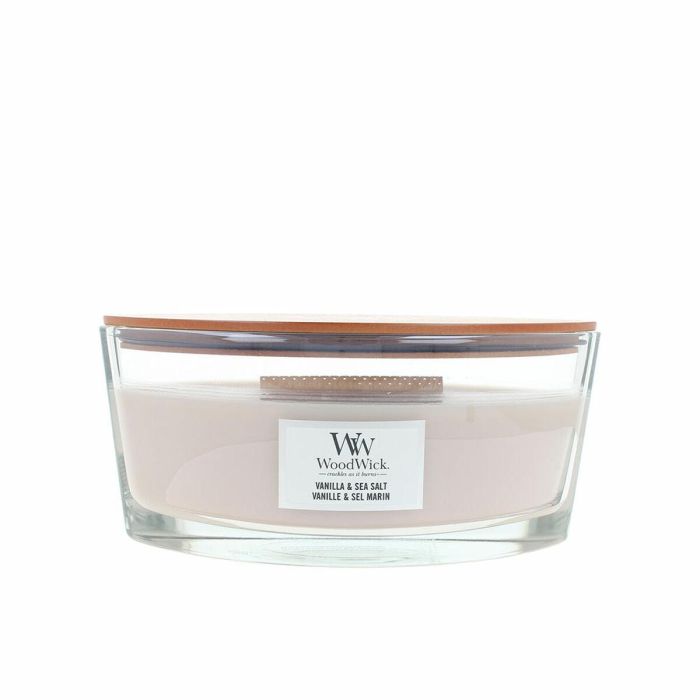Woodwick Vela Vanilla & Salt Sea 453,6 g - Mecha de Madera Natural