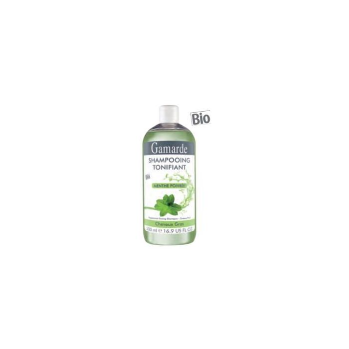 GAMARDE Champú Tonificante de Menta Bio 500ml para Cabello Graso - Limpia y Refresca