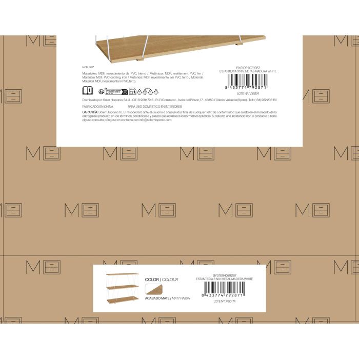 Moblekit Estantería 3 Niveles Metal-Madera White 80x30x71.2 cm Inde 3 Moblekit Estantería 3 Niveles Metal-Madera White 80x30x71.2 cm Inde 3