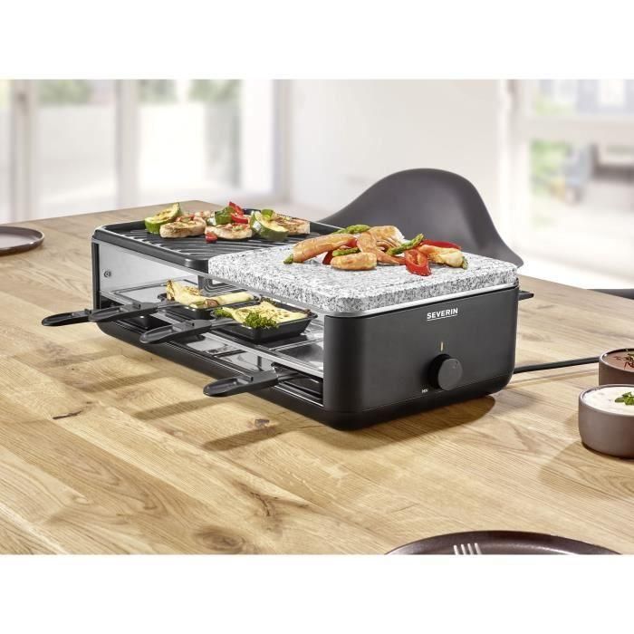 Parrilla Raclette - SEVERIN - RG2366 - 8 personas. - Placa de cocción reversible y de piedra natural - 8 sartenes - Color negro 1 Parrilla Raclette - SEVERIN - RG2366 - 8 personas. - Placa de cocción reversible y de piedra natural - 8 sartenes - Color negro 1