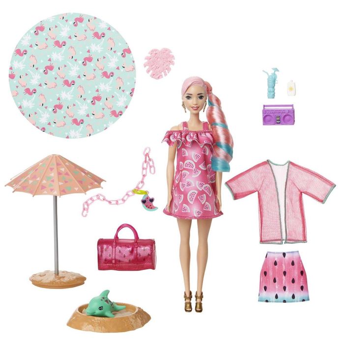Muñeca Barbie Color Reveal Con Espuma Sandia Gtn19 Mattel 1 Muñeca Barbie Color Reveal Con Espuma Sandia Gtn19 Mattel 1