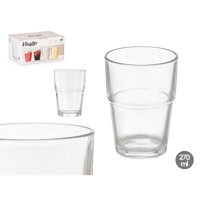 Vaso Cristal Apilable 270Ml Vivalto 7X10CM (48 Unidades) Vaso Cristal Apilable 270Ml Vivalto 7X10CM (48 Unidades)