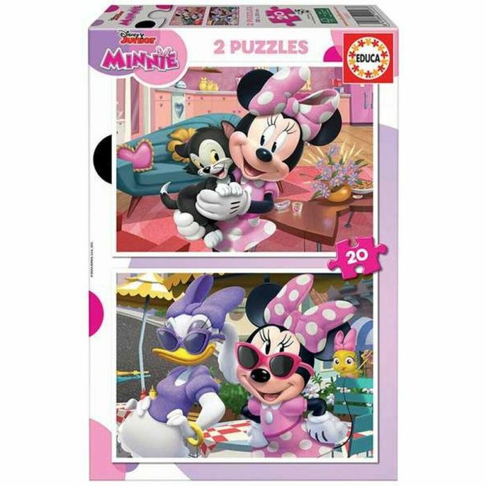 Educa Puzzle Doble de Minnie Mouse 2x20 piezas para niños. Edad recomendada 3 a 5 años.