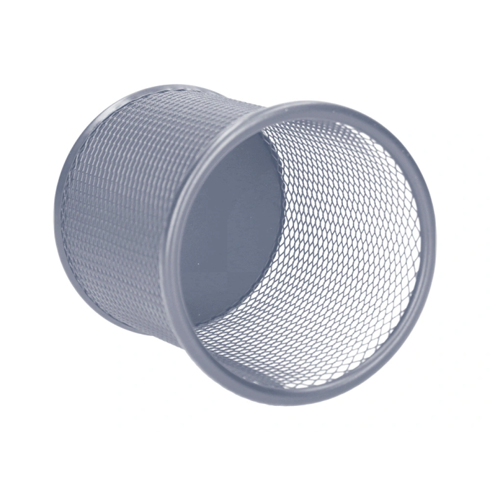 Q-connect Cubilete Portalapices Metálico Rejilla Plata Redondo Diámetro 86 mm Alto 105 mm 2