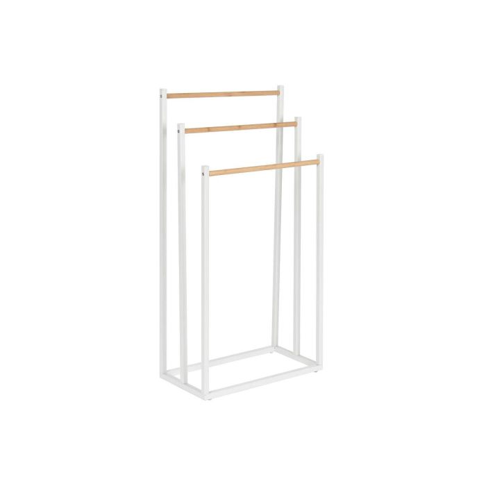 DKD Home Decor Toallero de Metal y Bambú en tonos Blanco y Natural, 22 cm Largo x 85 cm Alto x 45 cm Ancho, Desmontable DKD Home Decor Toallero de Metal y Bambú en tonos Blanco y Natural, 22 cm Largo x 85 cm Alto x 45 cm Ancho, Desmontable