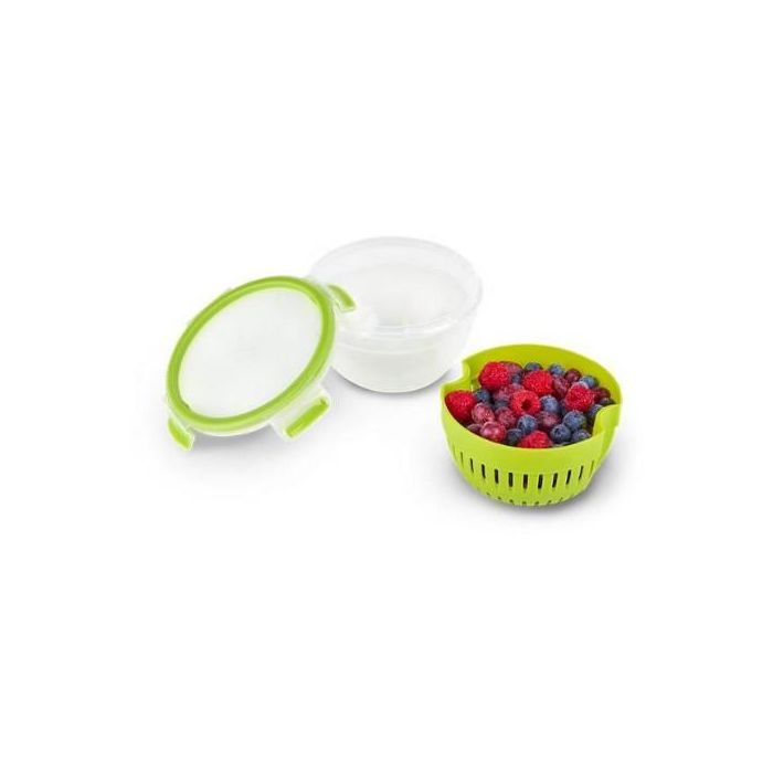 Emsa N10722 Clip & Go Fruit Bowl Fiambrera con Colador 1.1 L - Hermético para Fruta 1