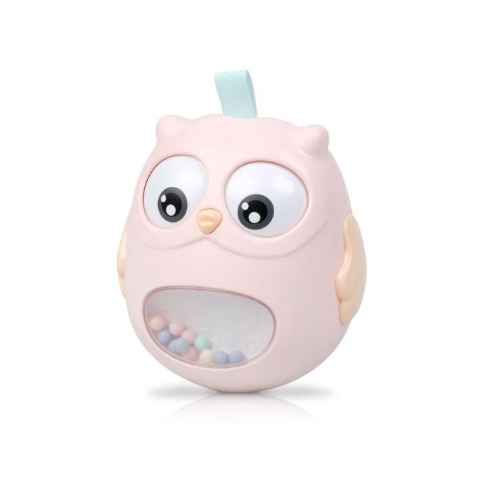 KioKids Juguete Tentetieso Búho Rosa de Plástico y Textil Decorativo con Ojitos Móviles y Campanitas para Bebés +3 Meses 2