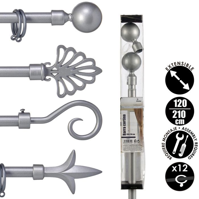 Barra Cortina Plata 120 210Cm Surtidos Pun Giftdecor (8 Unidades) 3 Barra Cortina Plata 120 210Cm Surtidos Pun Giftdecor (8 Unidades) 3