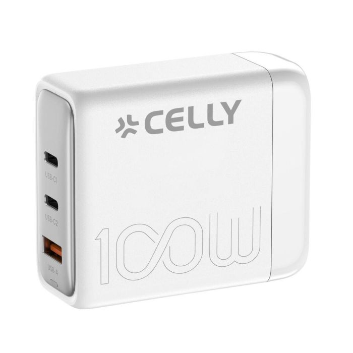 Cargador de Pared Celly PS3GAN100WWH Blanco 100 W 1 Cargador de Pared Celly PS3GAN100WWH Blanco 100 W 1