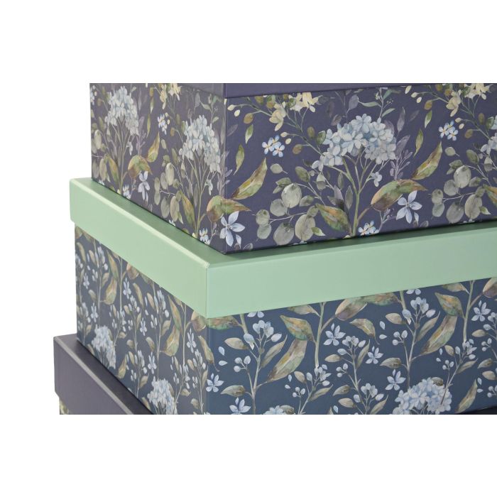 DKD Home Decor Caja Shabby de Cartón con Flores Fucsia, Melocotón y Blanco Set de 10 - 33.5x43.5x15.5 cm 3