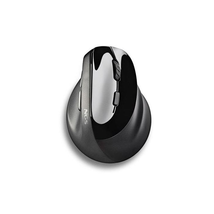 NGS EVO Moksha Ratón Ergonómico Vertical Inalámbrico Recargable USB-C 2400 DPI Botones Silenciosos, Alivia Dolor Muñeca