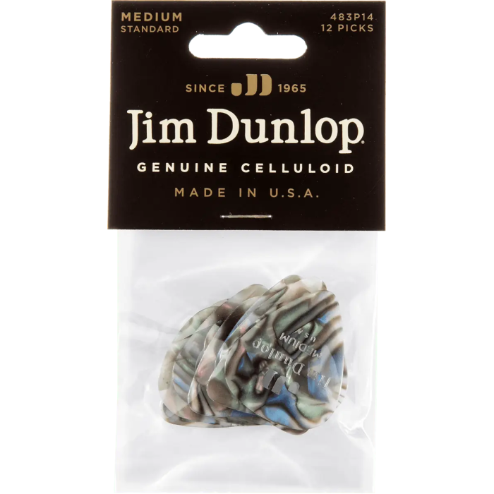 DUNLOP Púas Genuine Celluloid Abalón - Medium - Pack 12 4
