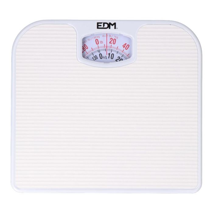 Edm Báscula de baño mecánica, máximo 130 kg, blanco, polipropileno 1 Edm Báscula de baño mecánica, máximo 130 kg, blanco, polipropileno 1